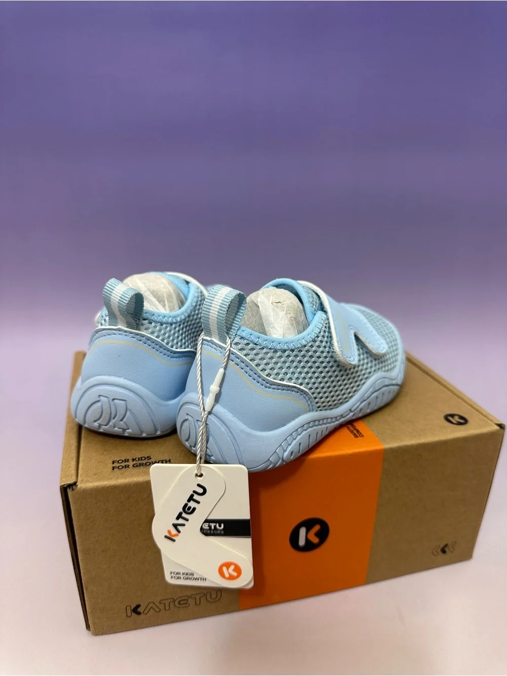 Caterpillar Light Blue Mesh Hook-and-Loop Kids Sneakers